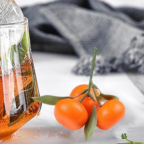 B Baosity Simulation Fruit Model, Realistic Fruits Ornament, Small Kumquat Artificial Orange with Leaf for Home Kitchen, 9cmx10cm