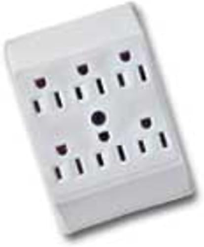 GE 54947 - Grifo de pared con conexión a tierra de 6 tomas, color blanco