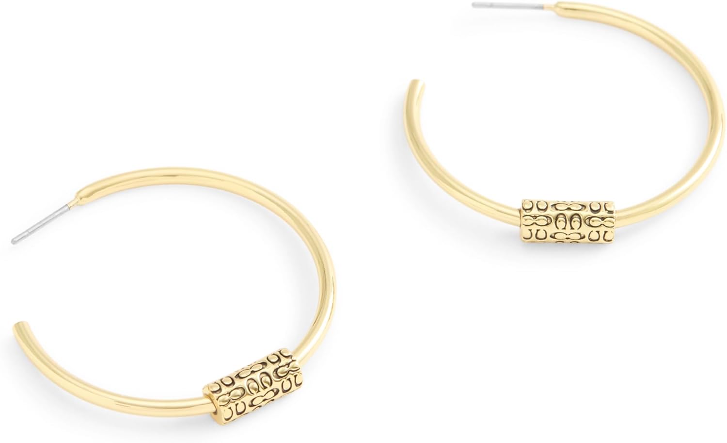 COACH Women's Signature Quilted Tube Hoop Earrings