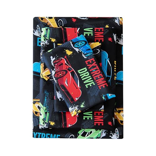 MCO Twin Sheets Set Kids, Soft Microfiber Bed Sheet Set for Boy Girls, 3 Pieces Breathable Twin Sheets Race car