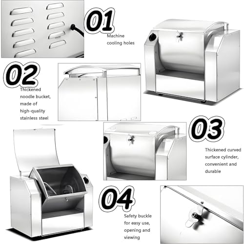 10KG Electric Stand Mixer, Commercial Dough Mixer for Bread & Pasta, Timed Kitchen Food Mixer, Heavy Duty Flour Kneading Machine, Perfect for Baking Enthusiasts