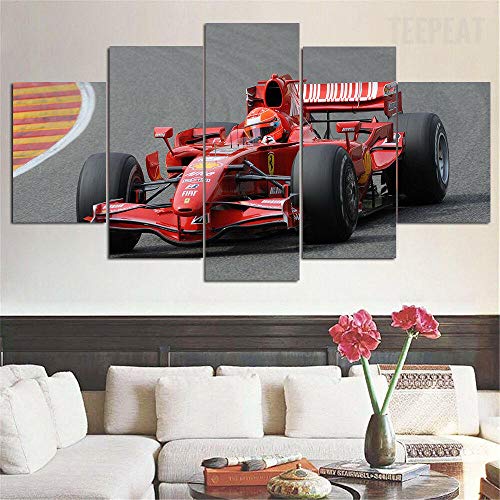 CINRYTN Prints On Canvas 5 Pieces Canvas Painting Modern Wall Art Home Living Room Decoration Creative Gift Framed Michael Schumacher Formula One Racer Hd Prints Poster Modern Wall Art
