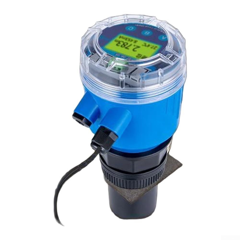 Sensor de nivel con salida de 4-20 mA para nivel de agua, medición sin contacto hasta 10 m, pantalla LCD, IP68 impermeable, para aguas residuales y líquidos (0-5 m)