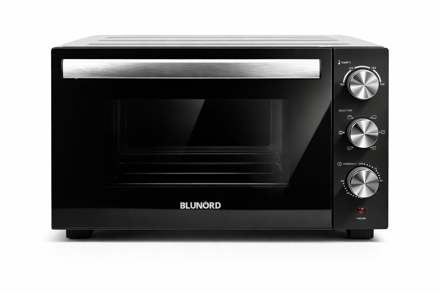 Forno Elettrico Ventilato 52L Doppio Vetro 6 Funzioni Cottura 90-230°C Timer 60 Min Luce Interna Pareti Antiaderenti