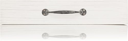 Miniatura 5 de Bandeja de madera rectangular rústica blanca con asas de metal 15 x 13 pulgadas bandeja decorativa de madera bandeja de madera blanqueada decoración