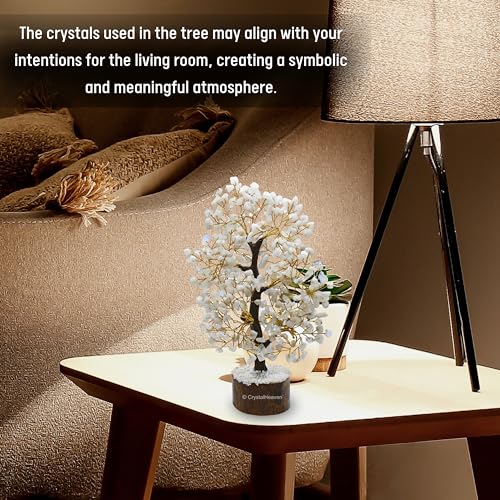 Image of Certified Rainbow Moonstone Crystal Tree for Good Luck - Healing Crystals Money Tree for Wealth, Positive Energy at Home Office - Decorative Spiritual Gifts for Vastu, House Warming