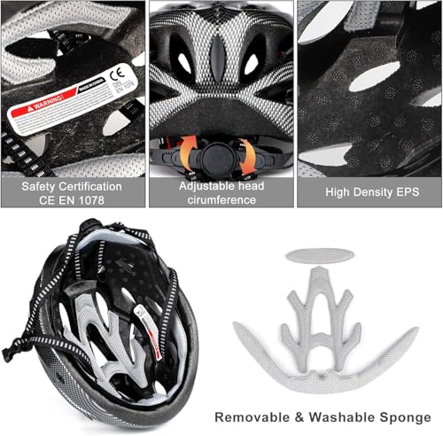 RaMokey Fahrradhelm für Erwachsene Herren Damen, EPS-Körper + PC-Schale, MTB Mountainbike Helm mit...