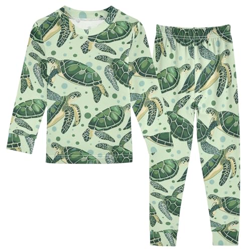 ALAZA Green Sea Turtle Bubble Pajama Set Pijamas Para Niños Long Sleeve Sleepwear
