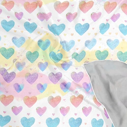 Women's Square Silk Hair Scarves and Wraps Headscarf Rainbow Hearts Pastel Head Neck Scarf Bandana 24inch4