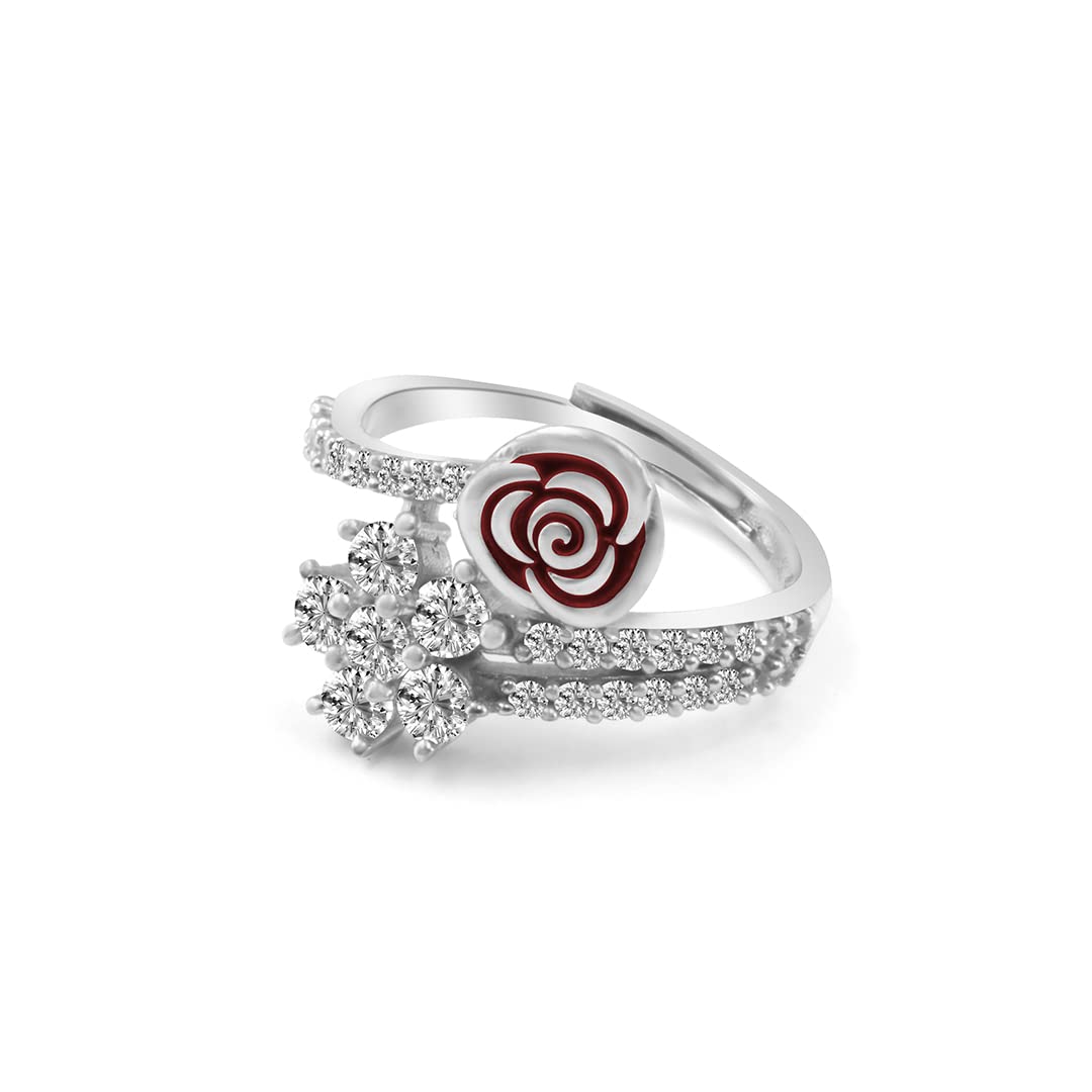 Zarkan 925 Sterling Pure Silver Ravishing Red Rose Gold Ring, Adjustable | American Diamond Cut | Gifts For Women & Girls | With Certificate of Authenticity and 925 Stamp (B0BTVJ55HX) Amazon Price History, Amazon Price Tracker
