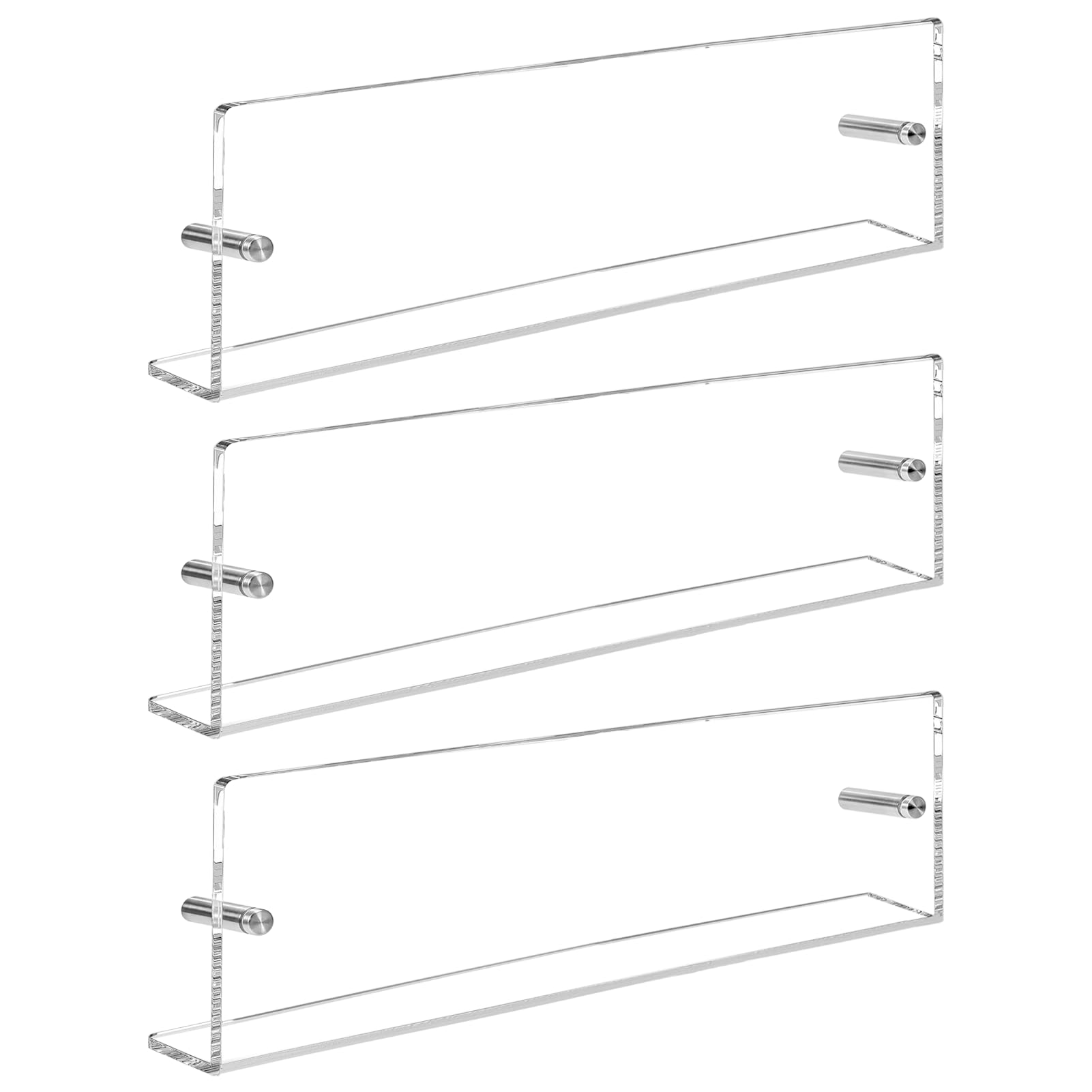 Revistero Pared,Paquete de 3, Estante para Revistas, Longitud de 48 cm,Acrílico Transparente,Adecuado para Habitación de los Niños, Sala de Estar, Dormitorio y Oficina