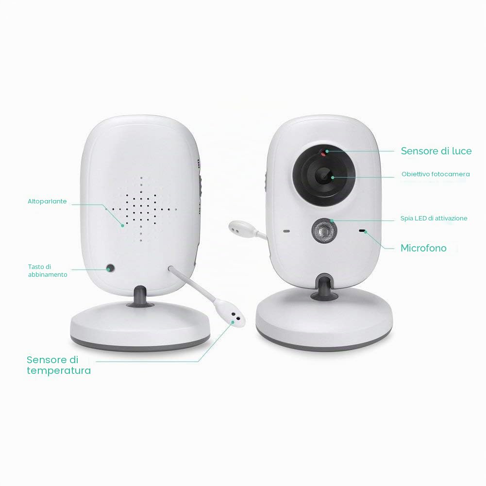 GHB - Baby Monitor wireless Intelligente, con LCD da 3,2" e telecamera con visione notturna