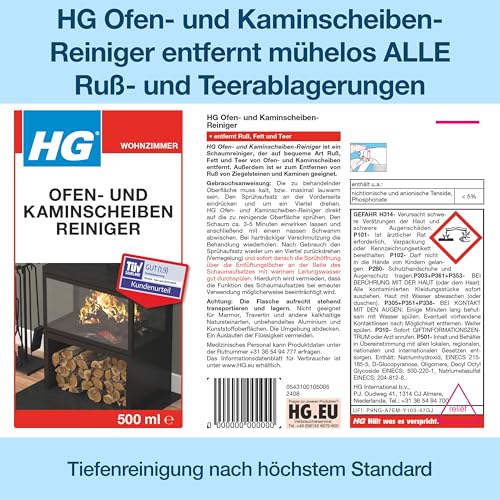 Foto von HG Ofenglasreiniger-Spray – Wirksamer Reiniger für Kamine, Öfen und Feuerstellen gegen Ruß, Teer und Fett – 500 ml