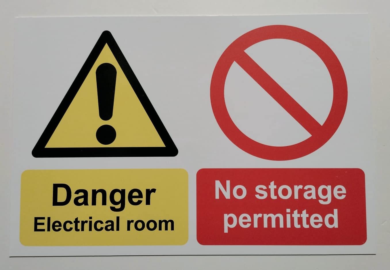 Danger Electrical Room no Storage Permitted Safety Sign - Self Adhesive Sticker (200mm x 150mm)