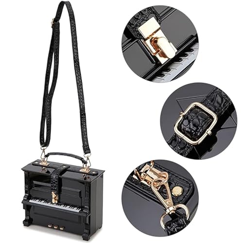 Women Piano Shaped Crossbody Shoulder Bag Handbag Acrylic Unique Novelty Piano Purse4