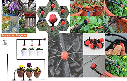 Image of DIY Crafts Micro Drip Irrigation System Blank Distribution Tubing Irrigation Sprinkler System Self Plant Garden Hose Watering (Only 360Red Dripper /Sprinkler) (50 Pcs, Only 360 Red Dripper /Sprinkler)