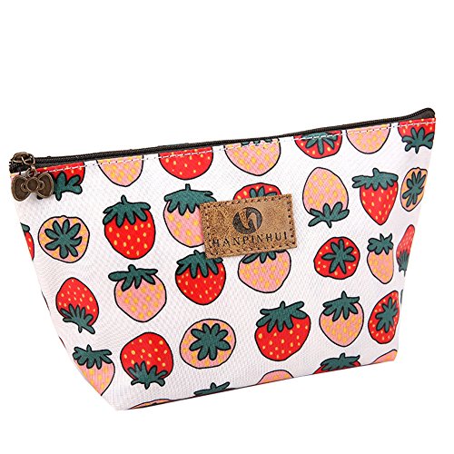 Preisvergleich Produktbild BIGBOBA Mini Früchte Print Kosmetiktasche, Briefpapier Bleistiftbeutel, Reißverschluss Münztüte, Reiseveranstalter,22 × 8 × 13 cm,Erdbeeren