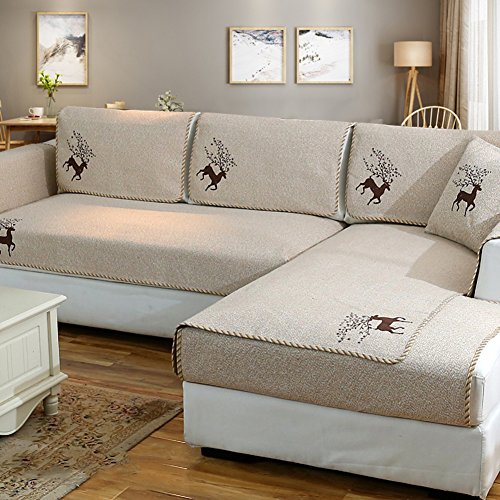 YANGYAYA Sofá seccional Fundas,Fundas Toalla sofá, algodón Protector sofá Antideslizante Decorativo sofá Cubiertas Tiro Fija para Funda cojín Sala Estar-B Funda Almohada 45x45cm(18x18inch)(1PCS)