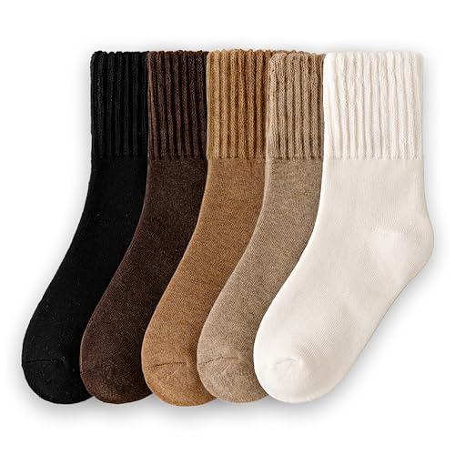 Ori Charm Thick Crew Socks For Women - Highly Elastic Cozy Boots Socks For Autumn And Winter(5 pairs)2