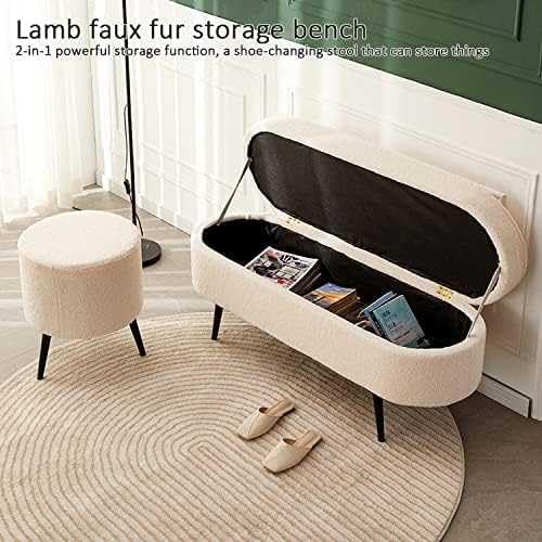 Pouf moderno in peluche shaggy di lusso, con gambe in metallo, per soggiorno, camera da letto, panca rettangolare da ingresso, sgabello poggiapiedi