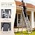 12 Step Ladder with Handrail,Folding Stainless Steel Heavy Duty Step Stool,Step Ladders with Anti-Slip Widen Aluminum Pedals,Sponge Handrail,Safe-Lock Design,Tall Kitchen/Closet Step Ladder