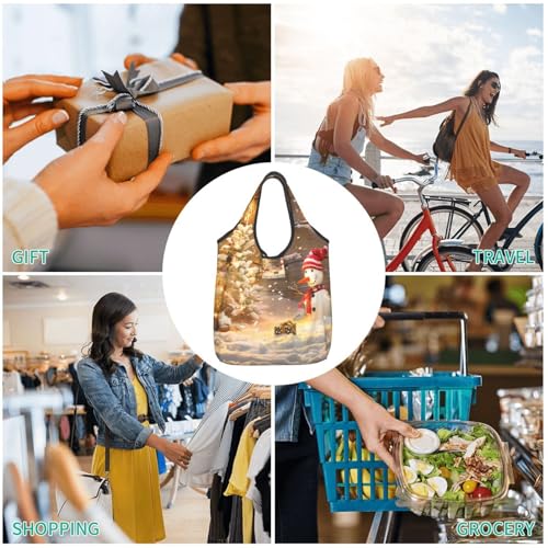 Sac à provisions pliable et réutilisable imprimé Noël pour cadeaux - 5