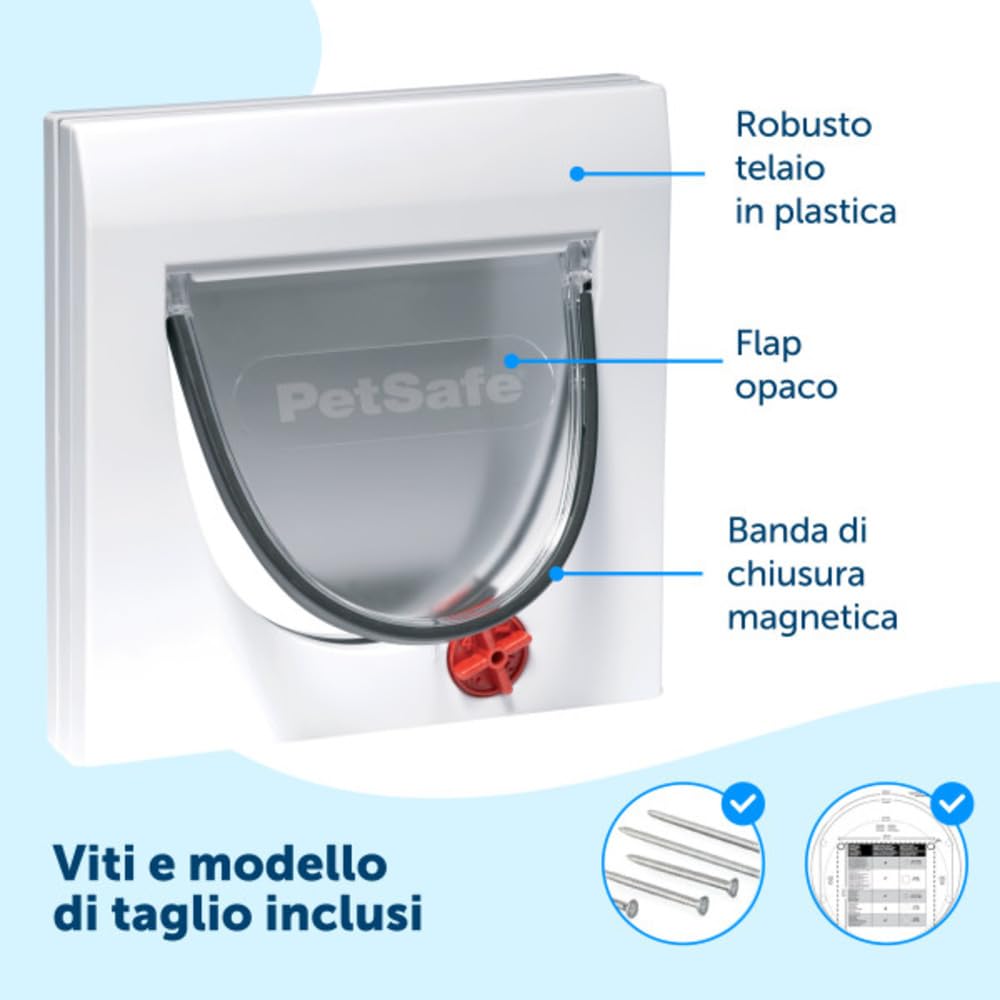 PetSafe Staywell Classic, Gattaiola Manuale per Gatti, Chiusura Magnetica, 4 modalità di Bloccaggio, Entrata e Uscita, Montagio Facile, Tunnel Non Incluso, Gatti Fino a 7 kg, Bianco