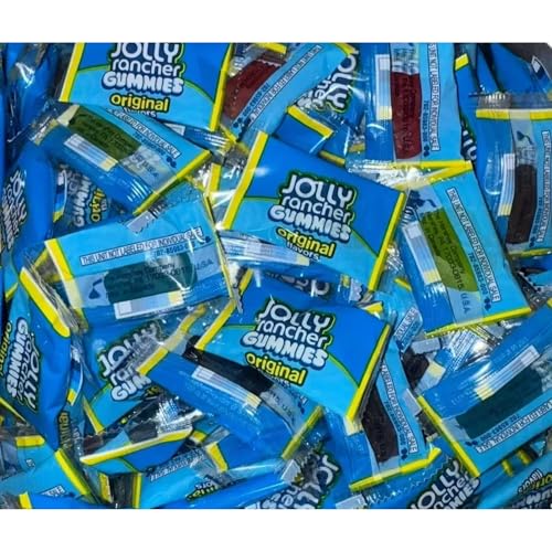 JollyRancher Gummies Candy Original 1lb, Individually Wrapped Bulk in Sealed Bags, Green Apple, Blue Raspberry, Cherry, Grape and Watermelon Flavors for Snack Time, Friends, Kids