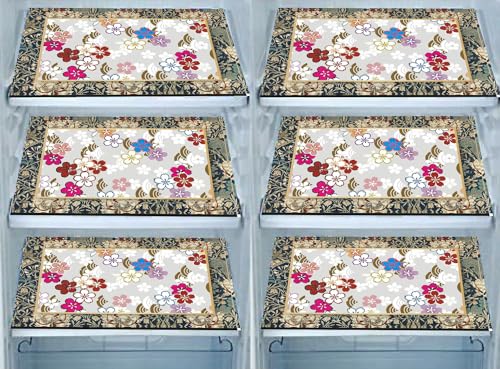 Image of DakshyaIndustries Pack of 6 PVC Printed Fridge Mat /Refrigerator Mat (Pink)
