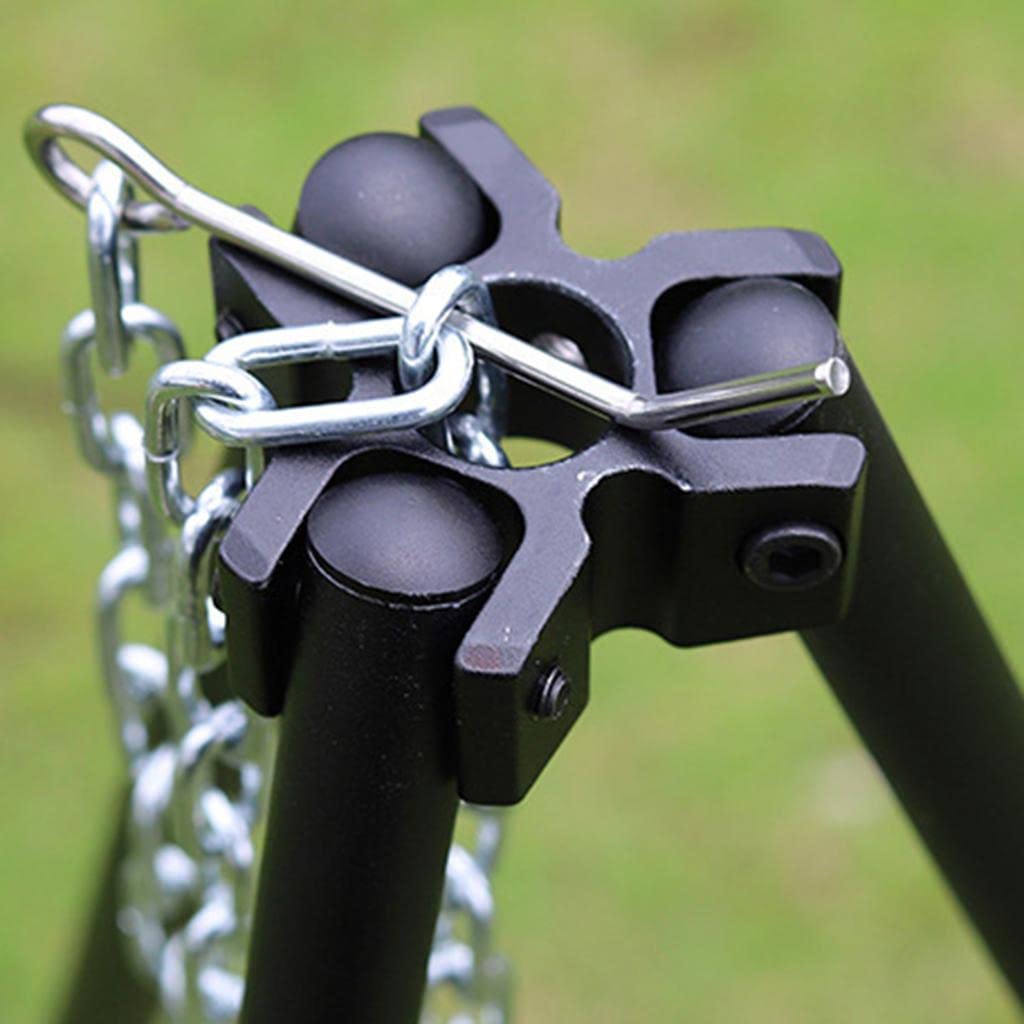 Tripode Poêle Support de Compact avec Chaîne Ajustable en Acier pour de Adapté au Camping Pêche Randonnée