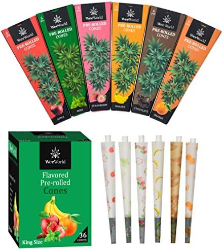 WeeWorld 36-Pack King Size Flavored Pre-Rolled Cones - Ready to Use Rolled Paper - Convenient Naturally Flavored Cones Made from Bleached Paper Promotes Slow Even Burn for The Perfect Smokes
