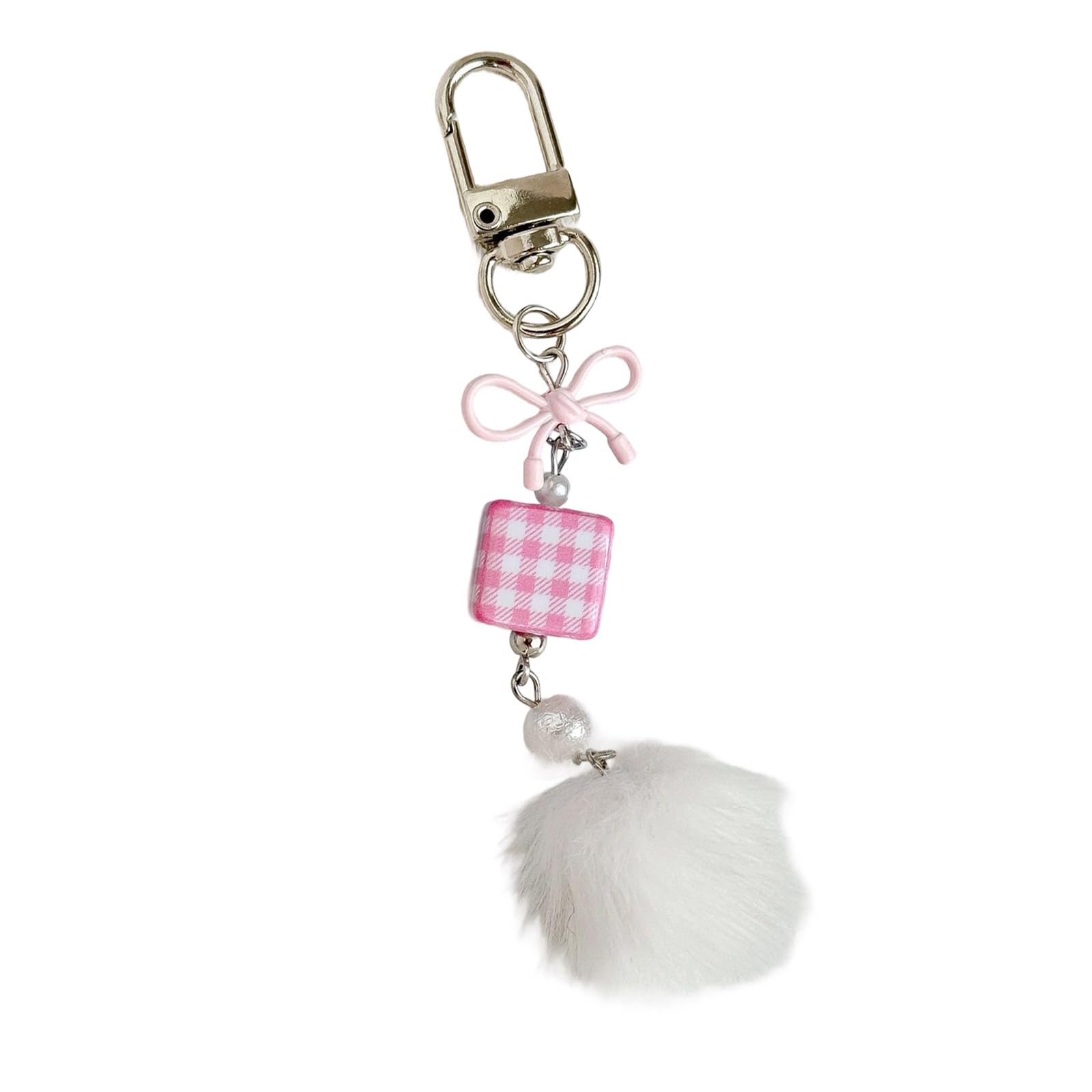 Xjdzineq 2 Lightweight Metal Keyring Phone Strap Featuring Bear/Bowknot Pendant & Textured for Bag Decor Gift Keychain for Birthday
