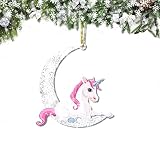 Animals Sitting On The Moon Ornaments for Christmas Tree Winter Wooden Hanging Pendant for Christmas