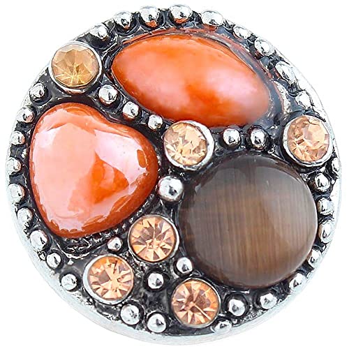 Choose a Color | Snap Jewelry Ginger Charm Button 18MM Rhinestone Gem Button Fits Women's Customizable Bracelets, Necklaces, Keychains, Rings (Brown, Coral)