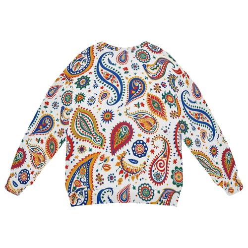 JUNZAN Boho Paisley Coloful Kids Girls Pullover Hoodie Fleece Outerwear for Kids Athletic 4T2
