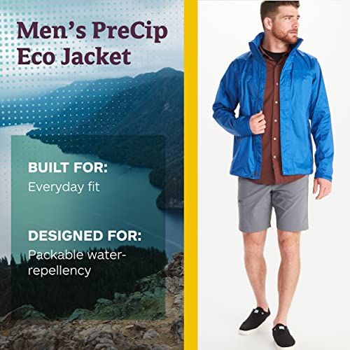 MARMOT Men's PreCip Eco Lightweight & Waterproof Rain Jacket, Dark Azure, 2X2