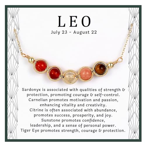 Zodiac Necklaces for Women, Natural Healing Crystal Zodiac Necklace Gifts Handmade Gemstone Beads Choker Necklace for Women Spiritual Astrology Jewelry Birthday Gifts