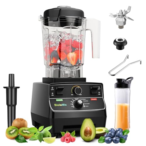 Biolomix Professional Smoothie Blender, Countertop Blender,Commercial Blender 2200W High Power with 68oz Pitcher, Smart Presets,blenders for kitchen for Ice, Soup,Frozen Dessert(with Extra Parts)