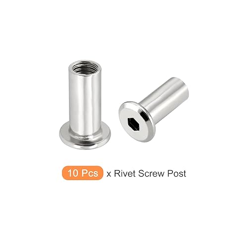 Miniatura 5 de METALLIXITY Tuercas hexagonales de remache (M8 x 0.866 in), 10 unidades, tuerca de remache de hierro niquelado para muebles, estantería, armario,