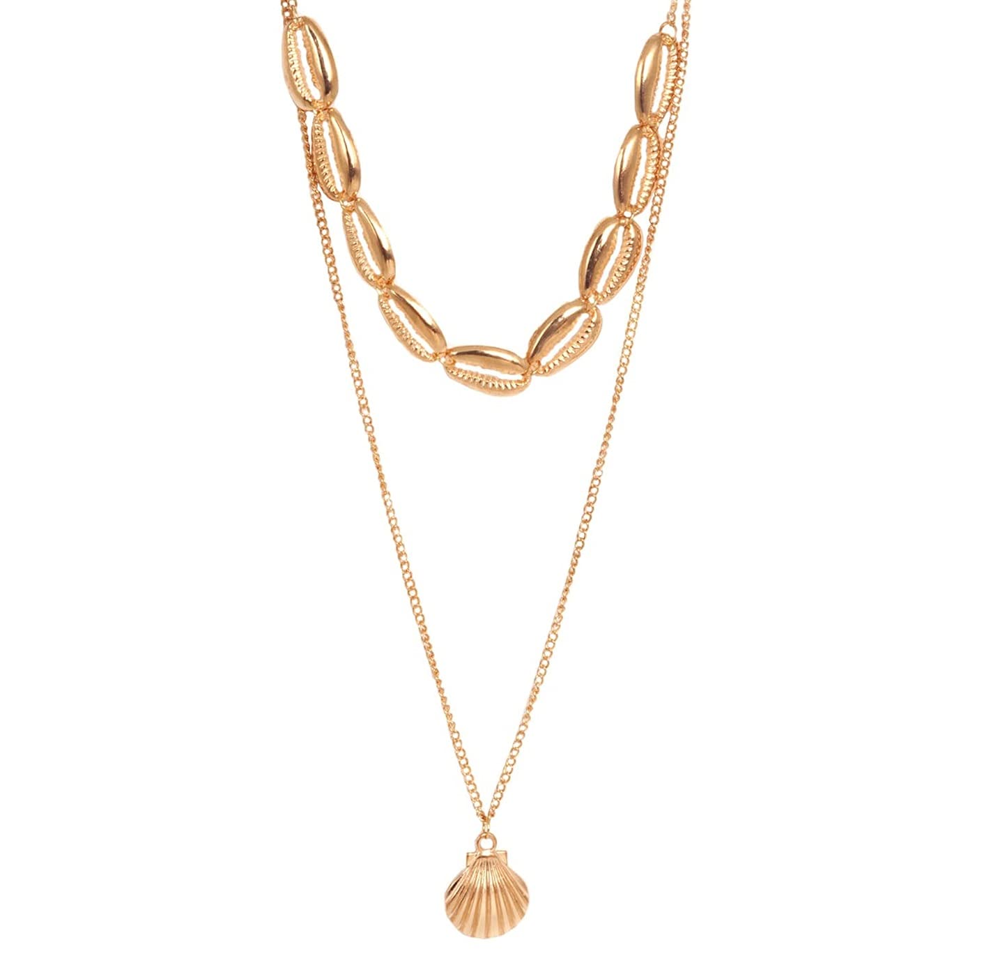 OOMPH Jewellery Gold Tone Link Chain Sea Shells Multi Layer Necklace for Women & Girls (B09DVVBNQ6) Amazon Price History, Amazon Price Tracker