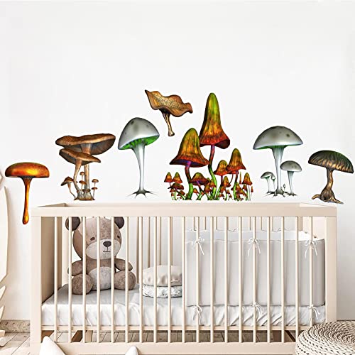 Image of Mushroom Wall Stickers Decor,Peel and Stick Wallpaper Mushroom Wall Decal,DIY Removable Vinyl Mushroom Decals for Kids Room Nursery Girls Bedroom Living Playroom Classroom Decoration