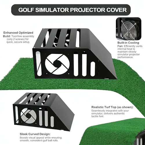 Carcasa para proyector de simulador de golf con ventilación y marco de acero 2