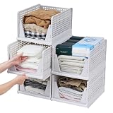 VECELO 衣装収納ケース 引き出し 幅33×奥行43×高さ25cm 5段 押し入れ収納ケース 折り畳み クローゼット 収納ボックス 積み重ね可能 衣類収納ボックス (XL-5個)