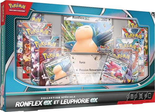 Pokémon : Collection spéciale Ronflex-ex et Leuphorie-ex du JCC Pokémon (2 Cartes Promo Brillantes, 1 Carte Grand Format Brillante et 8 boosters)