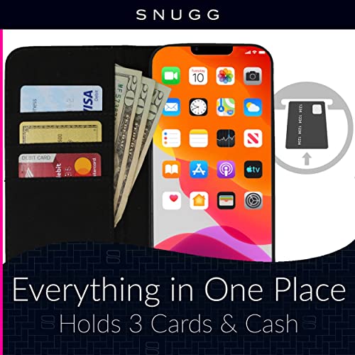 Snugg Iphone 14 Case Wallet – Folding Wallet Case With 3 Card Slots, Magnet Closure, And Phone Stand Function – Leather, Tpu, And Nubuck Iphone 14 Wallet Case – Black #TOP3