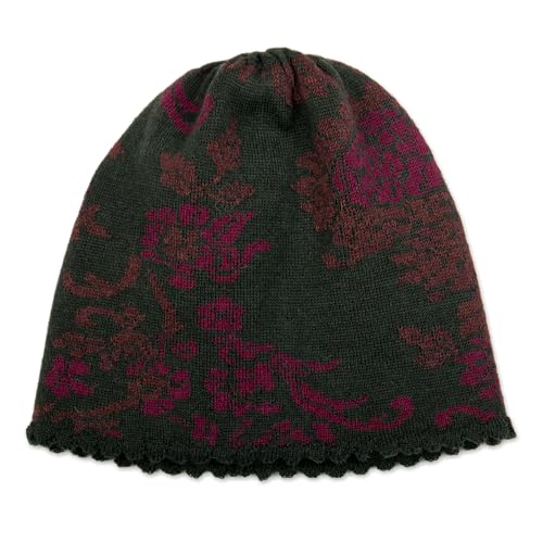 NOVICA 100% Baby Alpaca hat, 'Evergreen Garden'3