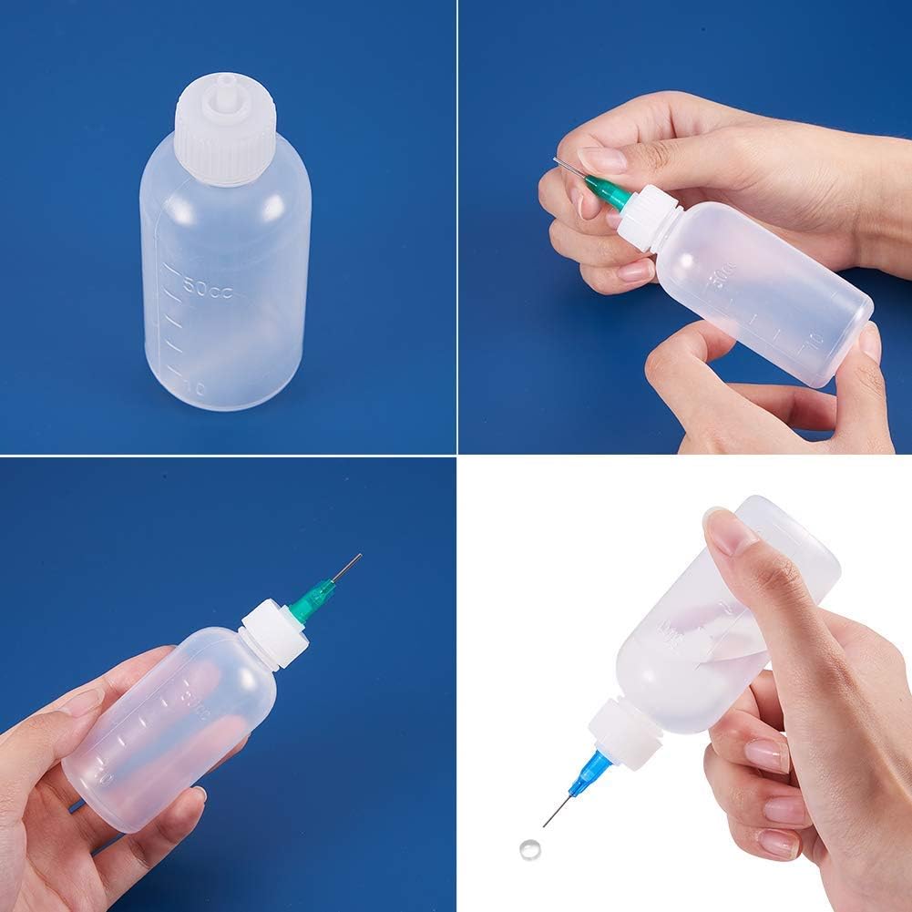 BENECREAT 12 Pack 1.7 Ounce Multi Purpose DIY Precision Tip Applicator Bottles Set with 24 Tips & 12 Caps - DIY Quilling, Glue Applicator, Oiler Bottle