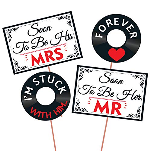 Image of Wobbox All Occasion Indian Family Photo Booth Party Props (18 Pieces) & Pre Wedding Photo Booth Paper Party Props DIY Kit, Red & Black, Pre Wedding Props for Photoshoot 20 Pcs