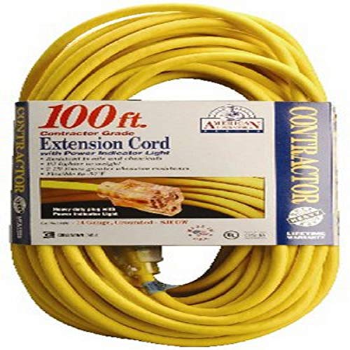 Big Sale Coleman Cable 01499 14/3 Contractor Extension Cord with 100-Foot, Lighted