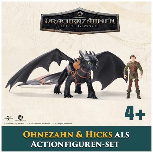Dreamworks How to Train your Dragon, Wikinger und Drachen Actionfiguren-Set, Ohnezahn und Hicks, Spielzeug für Kinder ab 4 Jahren – Ansicht 3